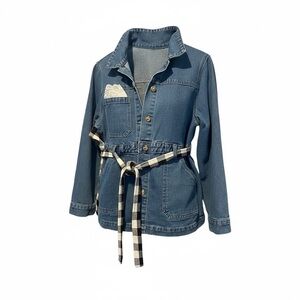 Upcycled Women's Blue Jean Jacket with Belt